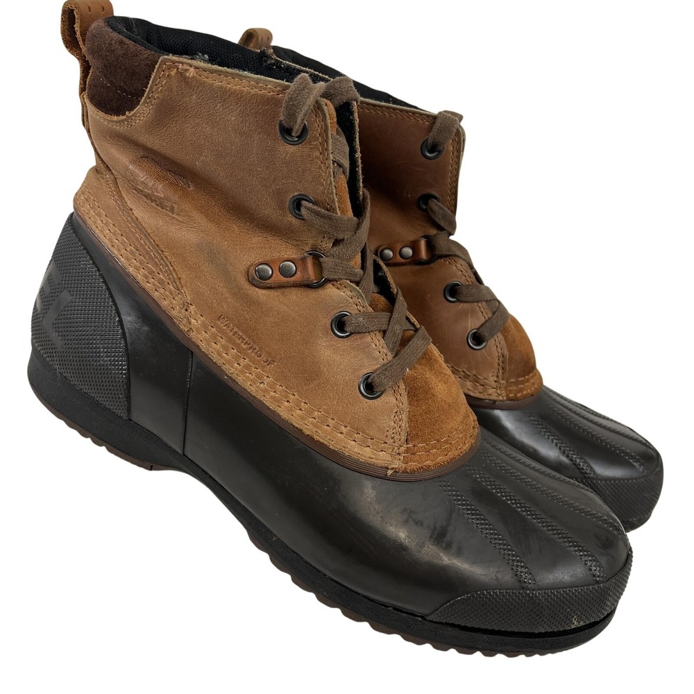 Sorel‎ Snow Boots Mens Size 10 Brown Leather Waterproof Duck Lined NM2101-286